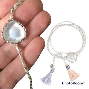 Kendra Scott Kenzie Wrap Friendship Cord Bracelet White Pink Purple Silver